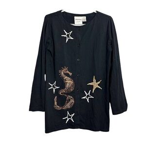 Michael Simon New York Embellished Top Nautical Vintage